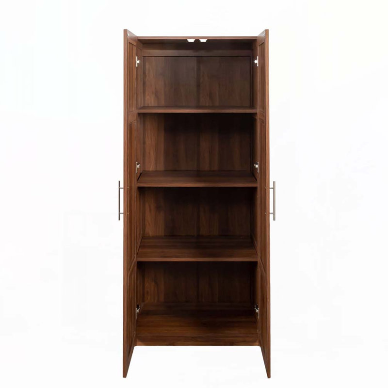 Armoire de cuisine avec 2 portes et 3 cloisons pour séparer 4 espaces de rangement, Noyer