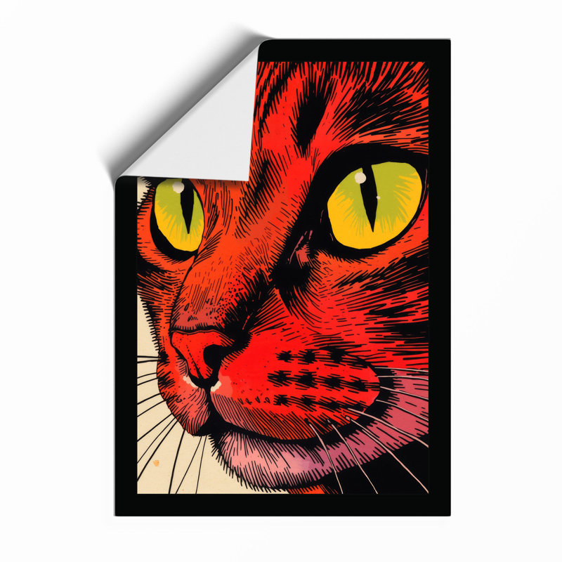Bold Gaze Cat Graphic - Print, Unframed, A4 - 29.7 x 21.0 cm
