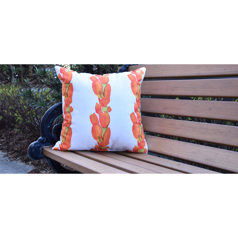 Sunset Tulip Floral Reversible Throw Pillow, 20" x 20", Orange, Indoor