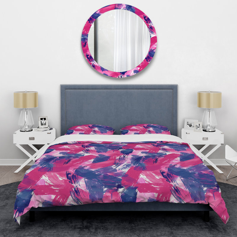 Ensemble de housse de couette moderne rose et violet, Housse de couette très grand et 2 très grandes t