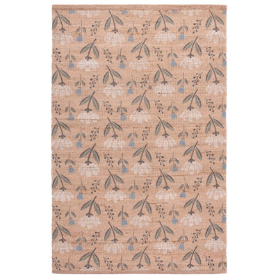 Jute / sisal tissé à la main Biella Safran; Chenille Tapis d'intérieur floral en coton