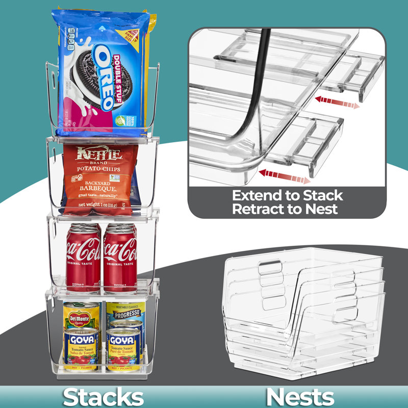 Sorbus 2 Pack Medium Clear Open Front Stackable Kitchen and Fridge Storage Bins