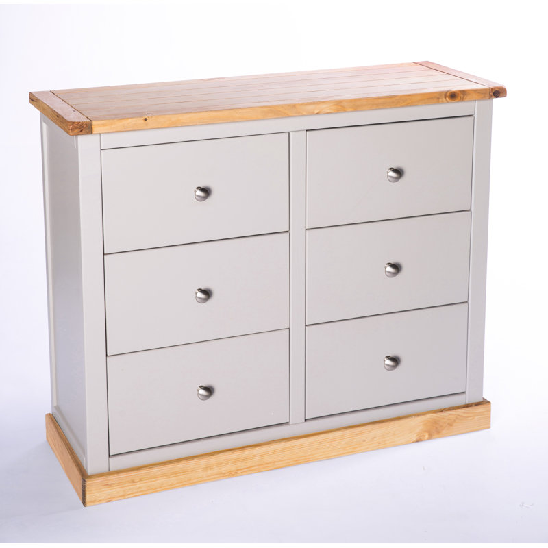 Engle 110cm W 6 - Drawer Chest of Drawers, Chrome, Grey/Wood