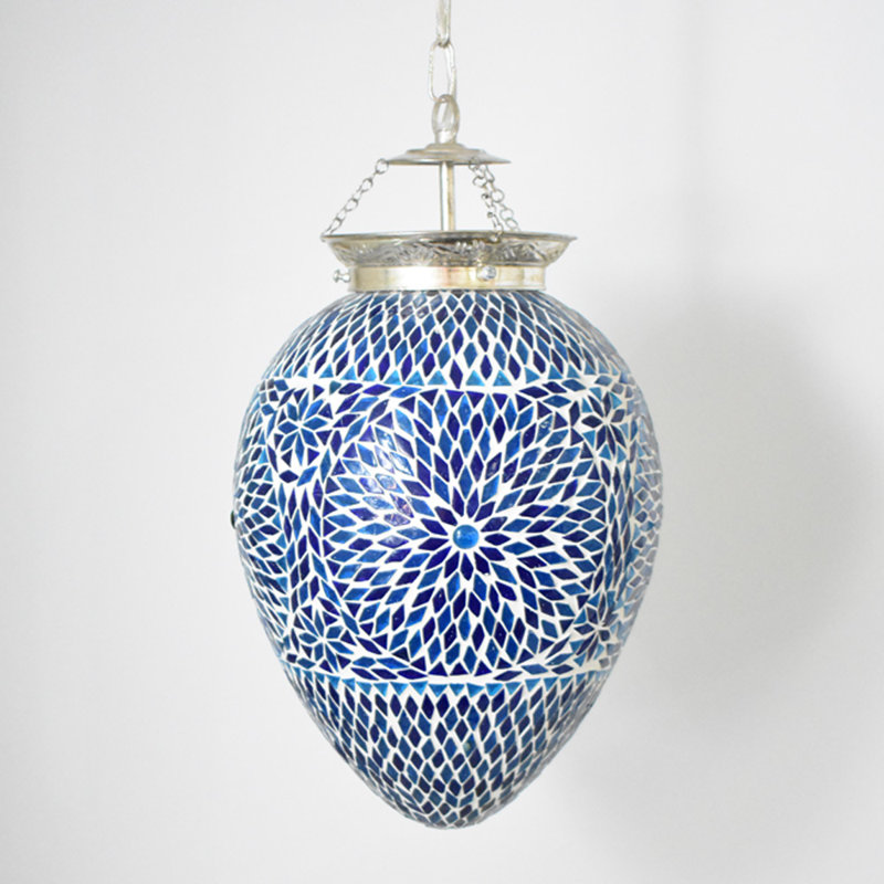Chew 1 - Light Chrome Bell Pendant, Blue