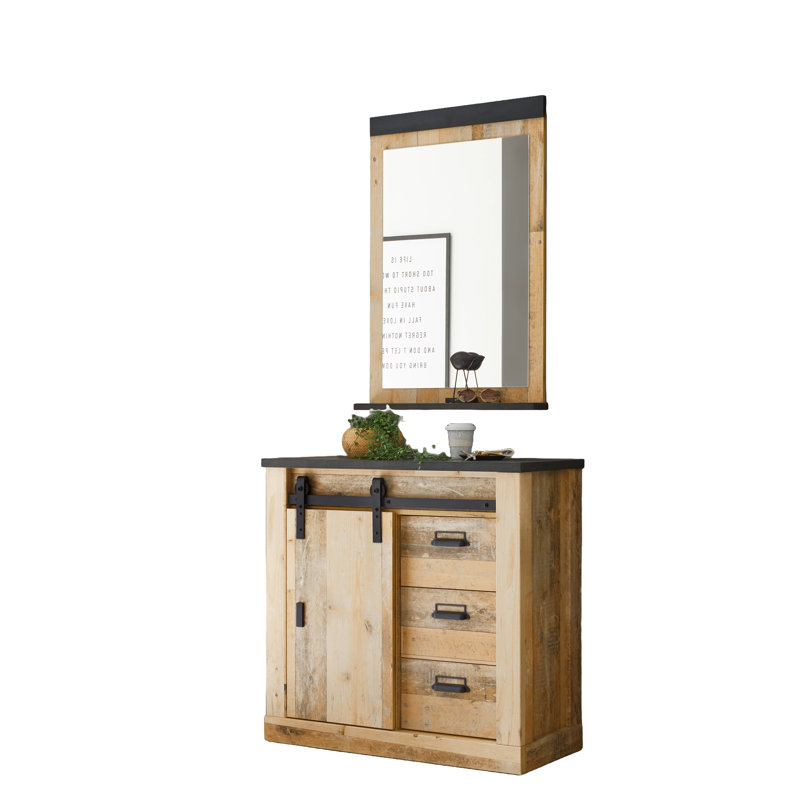 Jackeline Hall Tree 93cm Wide with Shoe Storage, Natural/Black