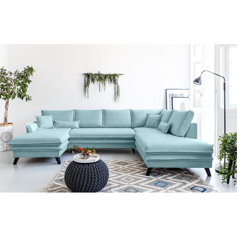 Charming Charlie Upholstered Corner Sofa, Right Hand Facing, Aqua