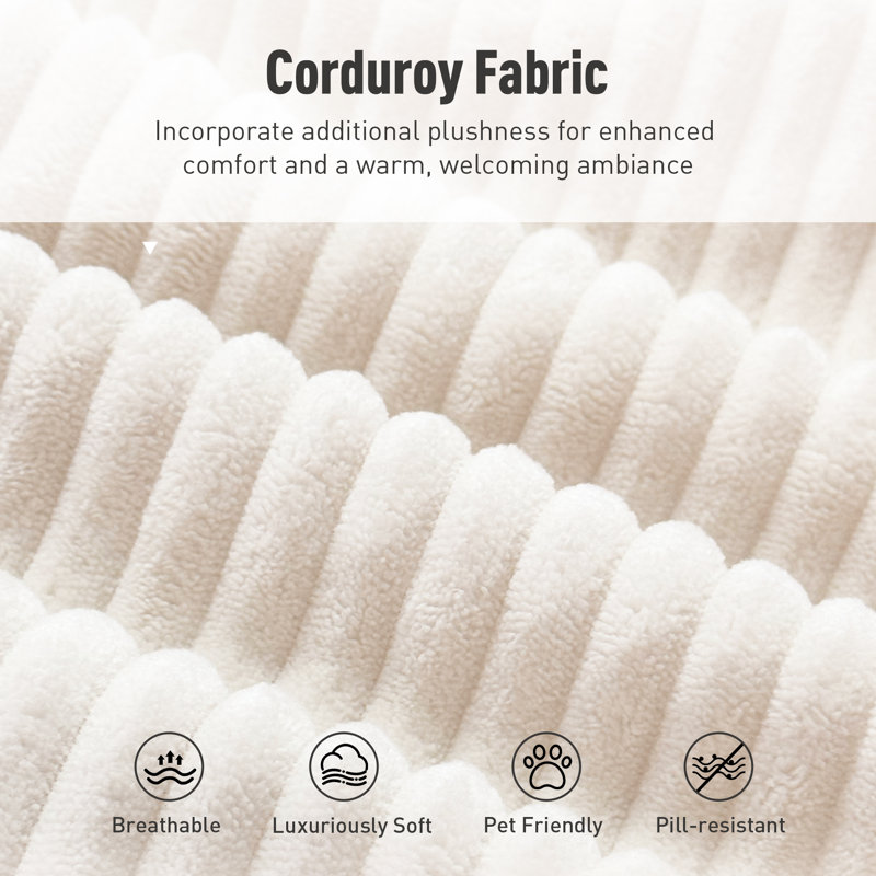 Upholstered Accent Chair, Ivory Corduroy