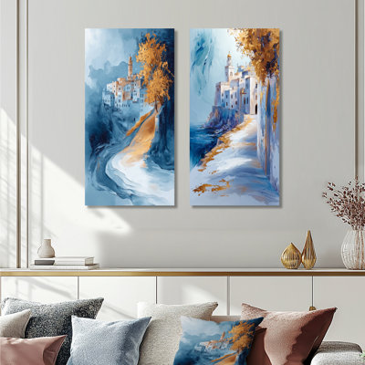 Morocco Blue Rabat Kasbah I - Morocco Wall Art 2 Pieces Set