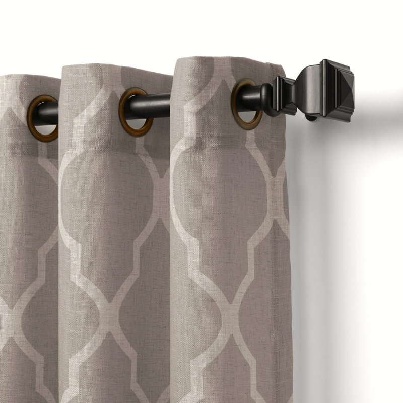 Panneau de rideau simple semi-diaphane à motif géométrique avec œillets, Pierre, l 52" x L 95"