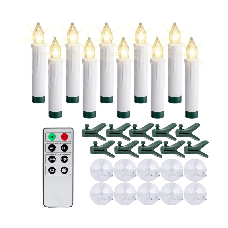 20 Clip-On LED Flickering Mini Drip Candle W/ Remote Control, 10