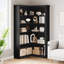 Bibliothèque en coin 72,8 "en forme de L, bibliothèque de style campagnard à 5 niveaux, rangement rustique et présentoir, panneau complet-791878829