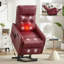 Fauteuil inclinable électrique à moteur simple vin rouge PU avec massage et chaleur pour personnes âgées, mécanisme de mouvement robuste et un port USB pour la charge, angle d'inclinaison maximal de 155 °