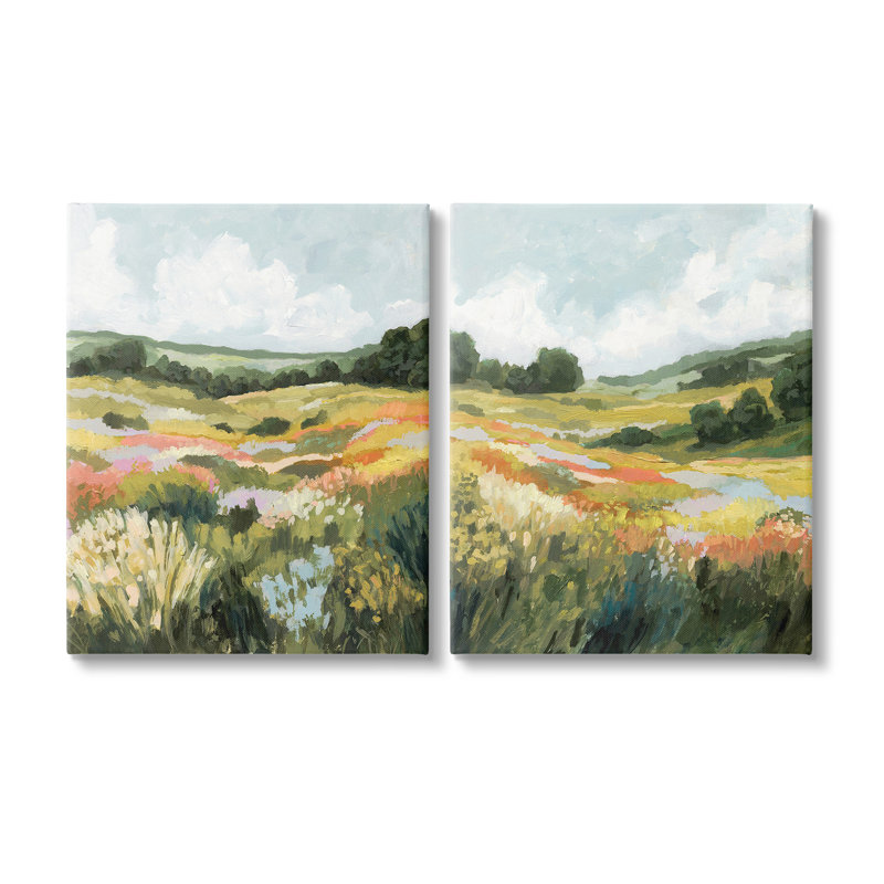 «Vast Meadow Peinture, cadre unique» par Victoria Barnes 2 - Pièces sur toile, H 30 po x l 24 po, Estampe numérique Farmhouse