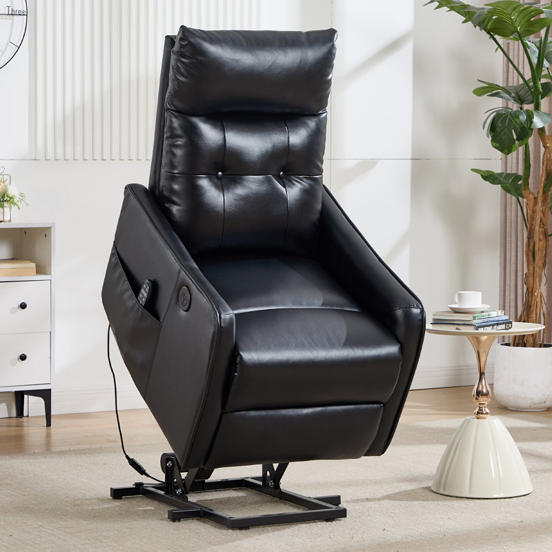 25" W Power Lift Chair Recliners Infinite Position With Heat And 8 Point Massage (Set Of 2), Black