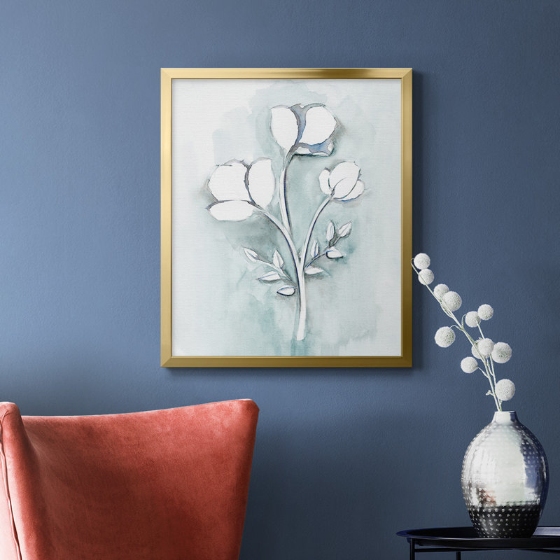 Toile encadrée de qualité supérieure bleu bohémien III - prête à être accrochée, Or, H 24 po x l 20 po