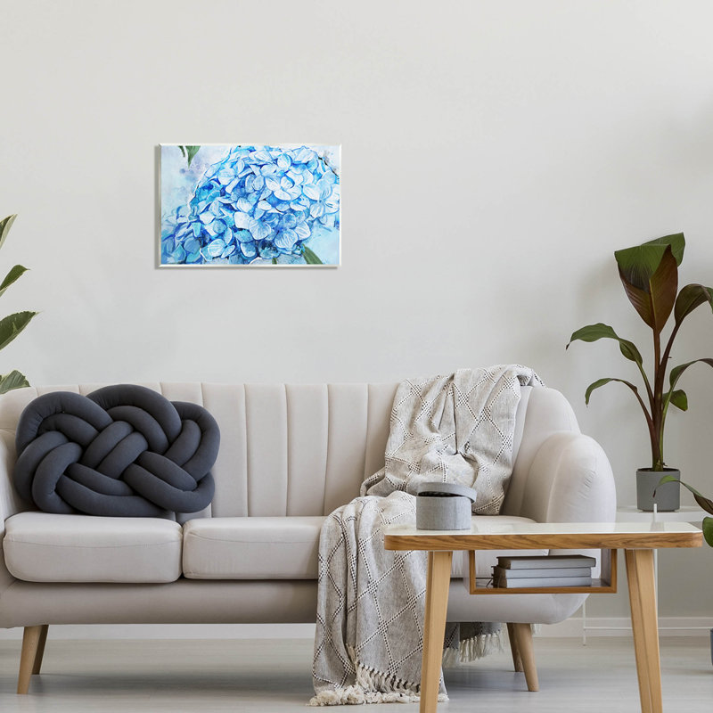 «Blue Hydrangea Blossom Leaves», art giclée par Ziwei Li, H 13 po x l 19 po x P 0,5 po, Bois