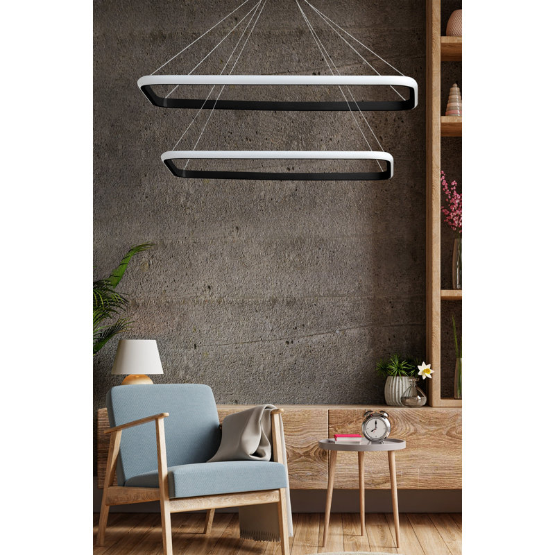 Adjustable Black Aluminum Chandelier, Modern Design, 0-31.5 Inches Height | LED Socket, White Light 6500K | Medium: 6.5 x 11.8 Inches, Large: 8.3 x 15.7 Inches | Perfect for Dining Room & Living Spaces, Sleek and Elegant Lighting