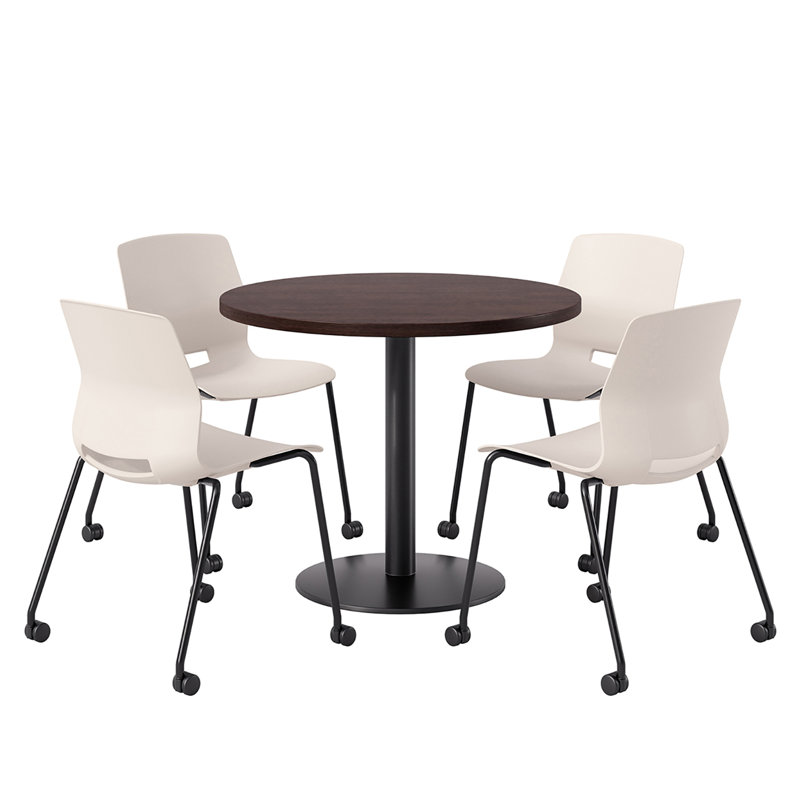 Ensemble repas pour quatre personnes, Espresso, Crème / Noir, H 29 po x L 36 po x l 36 po