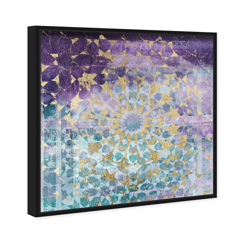 Mandala mauve, reproduction d'art sur toile, H 30 po x l 30 po, Cadre noir
