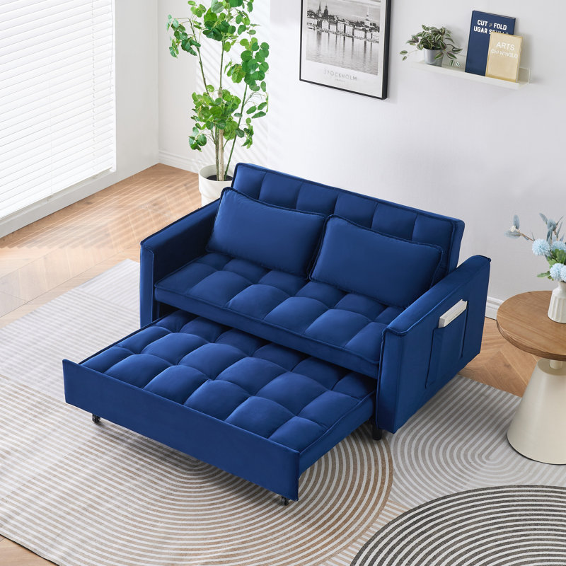 Canapé en velours bleu de 55 pouces