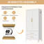 Armoire-penderie Mikenlee 71″ en métal blanc avec tiroirs – Solution de rangement gain de place pour les appartements et les chambres d'amis