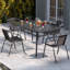 Courchevel Rectangular Metal Outdoor Dining Table With Umbrella Hole , 120cm cm W cm D-1974095129-1974095130
