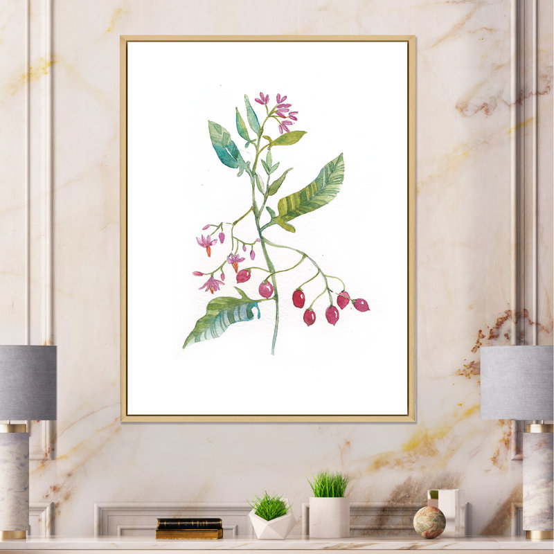 Rétro fleur de nuit - reproduction sur toile, Cadre flottant en érable, H 32 po x l 24 po