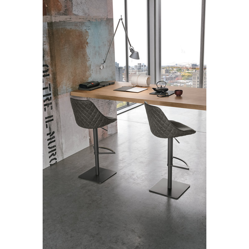 Filion Swivel Upholstered Adjustable Height Counter Stool with Metal Frame, Ice Gray, Ice Gray