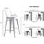 Ensemble de 2 tabourets de bar, tabourets de bar en métal avec dossier et 4 pieds-364726227-364726226