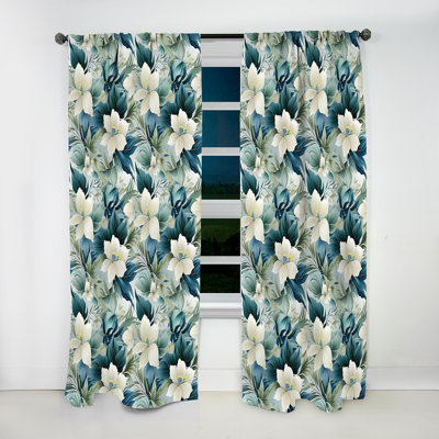 Oceanic Impressions Tropical Pattern I - Floral Curtain - Velvet Room Darkening - 1 panel