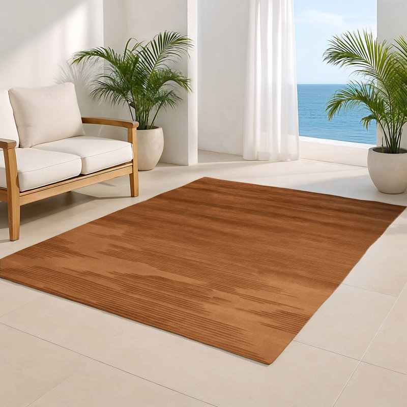 Tapis brun abstrait intérieur et extérieur, Rectangulaire 8 pi x 10 pi