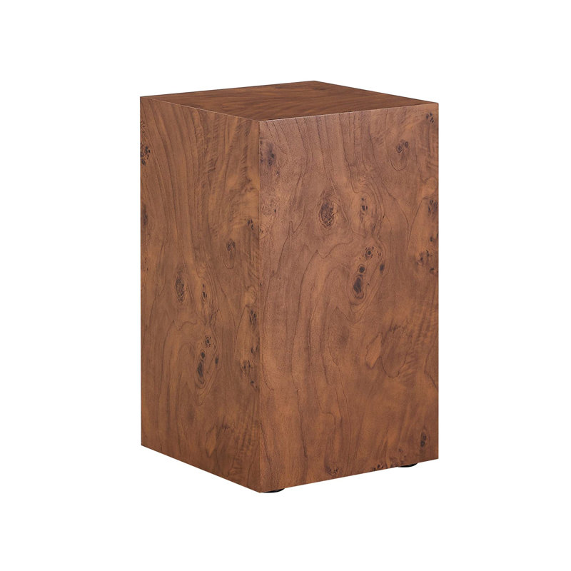 Premium Burl Walnut Veneer Cube Table with Height Adjustable Versatility