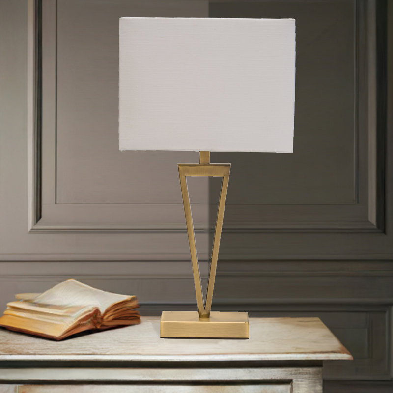 Airianna 49.5cm Rectangle Slimline Table Lamp, Ivory/White, Gold