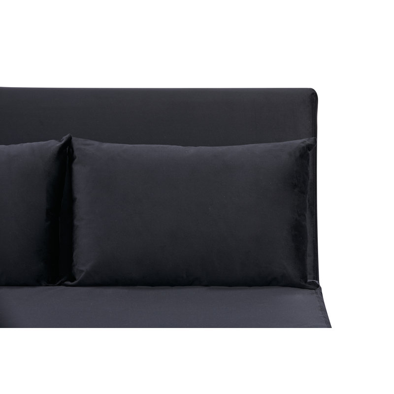 Aljoharah Queen 121cm Velvet Futon And Mattress, Black
