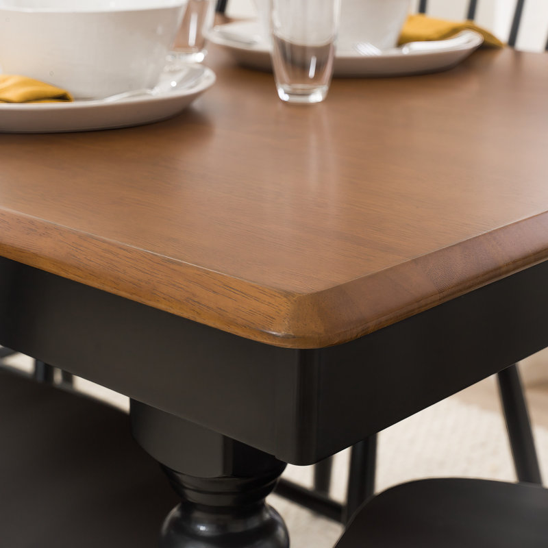 Sterling 67W Farmhouse Squire Trestle Dining Table With 6 Cross Back Dining Chairs, Black
