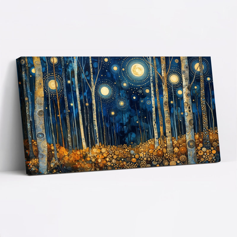 Ensemble de 1 tableau sur toile Forêt étoilée, L 40 po x H 20 po, Toile tendue