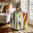 Ossi 22'' H Square Glass End Table with Graffiti Abstract Art