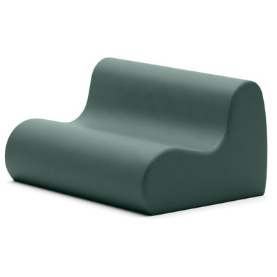 Jaxx Midtown Sofa - 2-Seat Commercial Grade Soft Seating For Library, Media Center, Daycare Or Classrooms With Premium Wipe-Clean PU Vinyl - Large Size, Sequoia Green