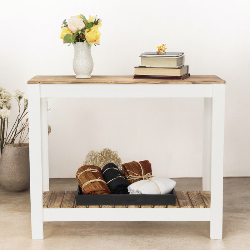 Cedarfield Brown & White Wooden Entry Table | Modern Farmhouse |