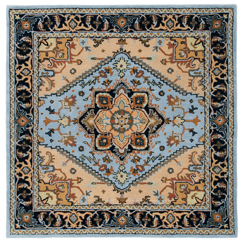 Tapis oriental en laine touffeté à la main Fleta, Carré 6 pi