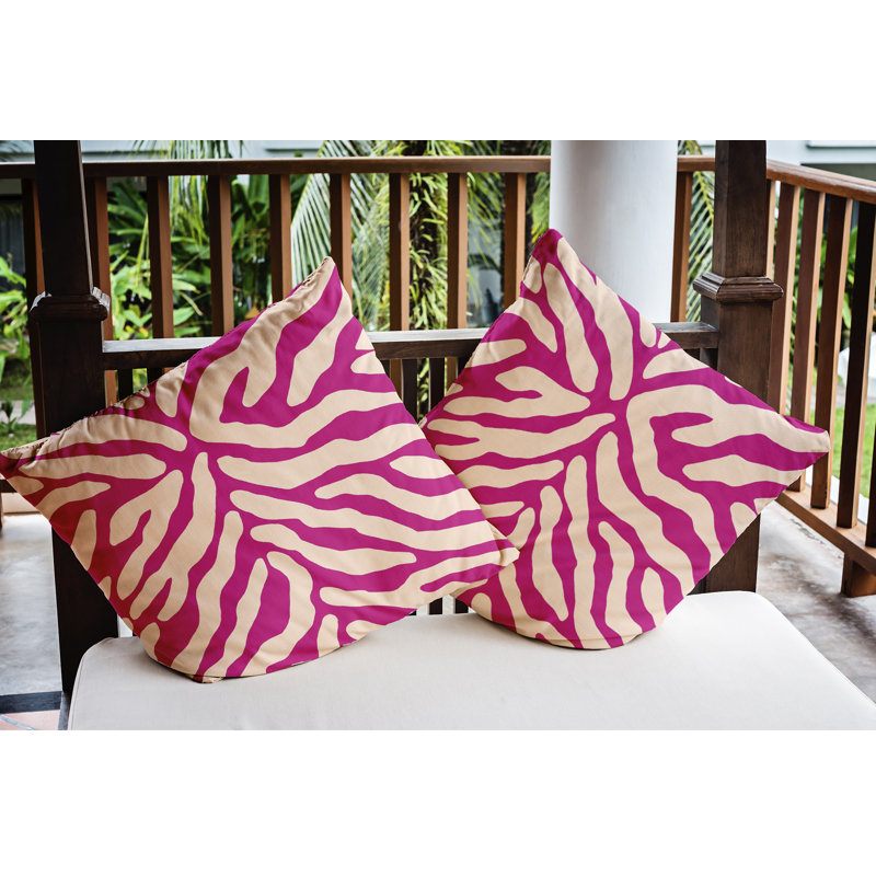 Coussin décoratif intérieur / extérieur à rayures animales, 18 po x 18 po, Orchidée