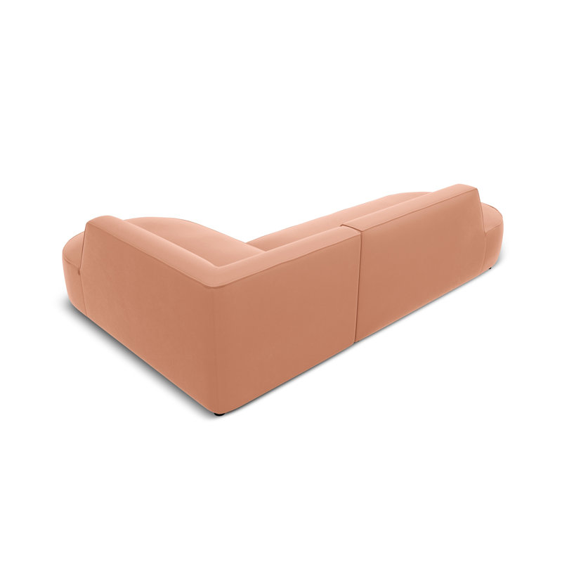Adoraim 4 Seater Velvet Sofa & Chaise, Pink, Right Hand Facing