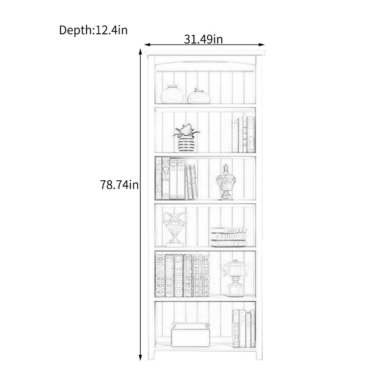 Bibliothèque standard bois massif, H 78,74 po x l 31,49 po x P 12,4 po, Crème