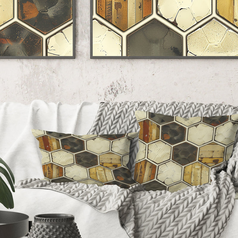 Carreaux hexagonaux brun crème - Coussin lombaire moderne
