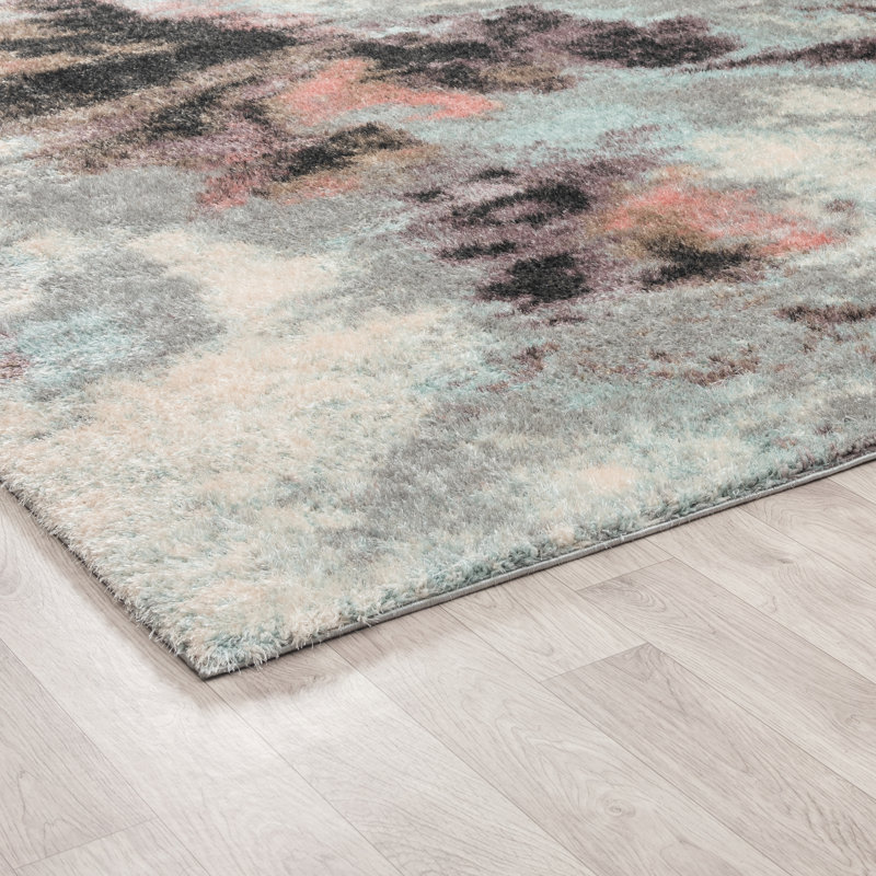 Abstract Area Rug in Gray, Rectangle 5'7" x 7'3"
