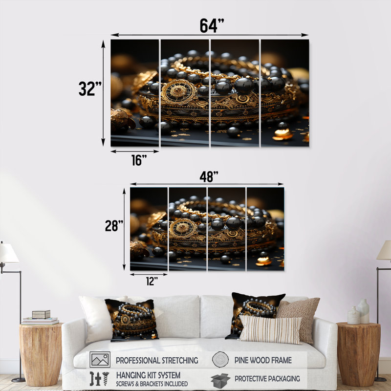 Tilleigh - Accessoires de mode, art mural sur toile, 4 pièces, H 28 po x l 48 po
