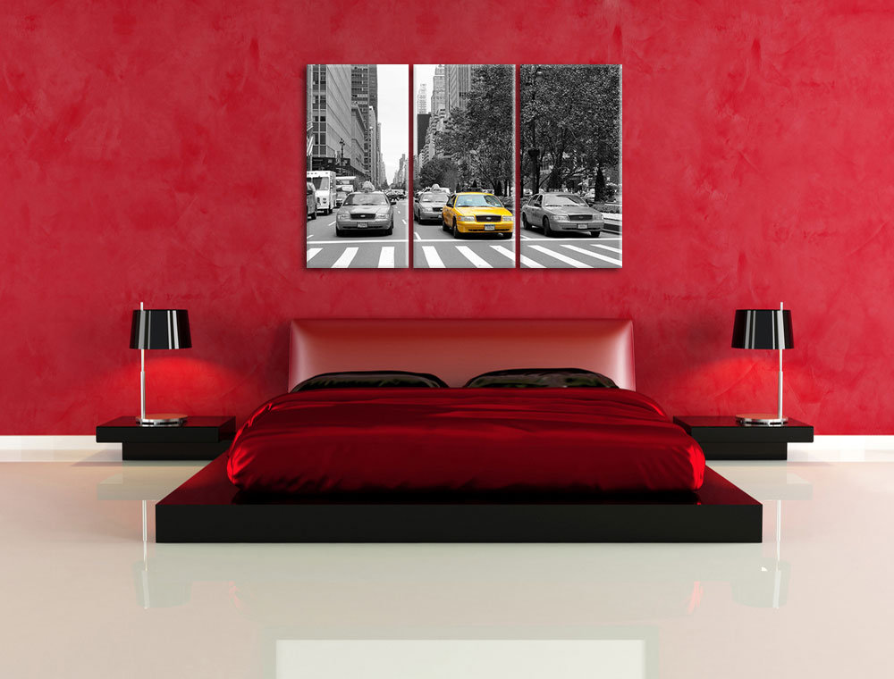 3-tlg. Leinwandbilder-Set „Viele Taxis in New York“, Fotodruck