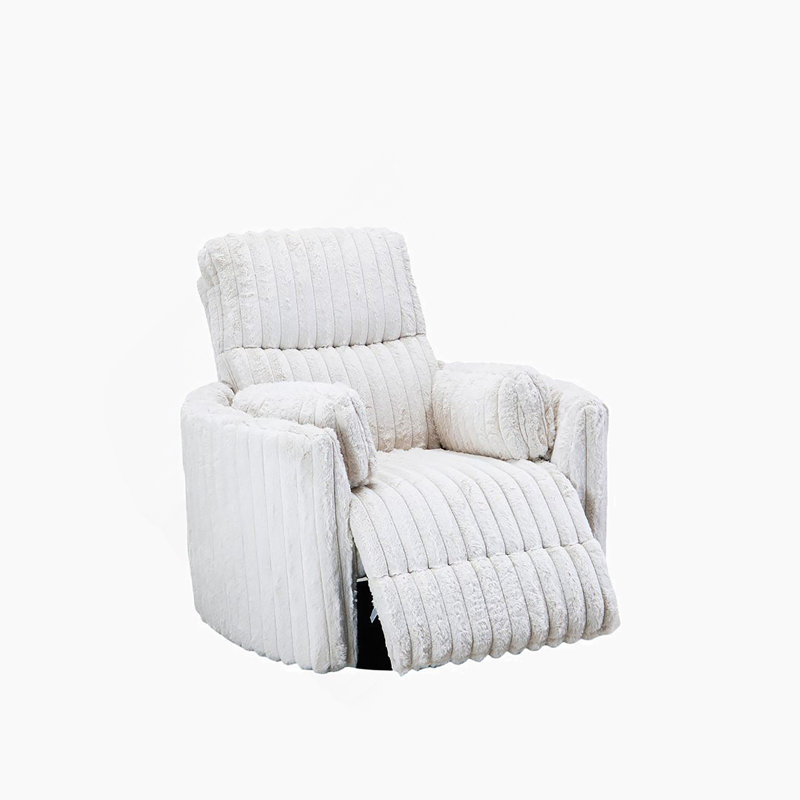 Fauteuil inclinable électrique de style contemporain avec accoudoirs courbés et courbés à finition blanche, Blanc