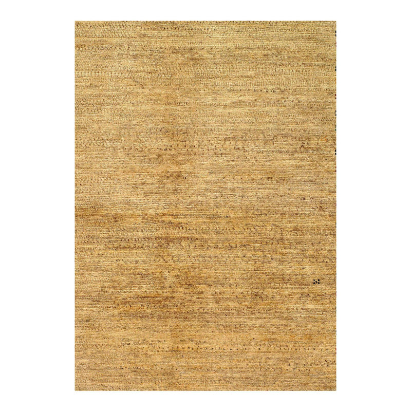 Tapis géométrique beige en coton / laine noué à la main à motif géométrique 5 pi 3 po x 6 pi 5 po