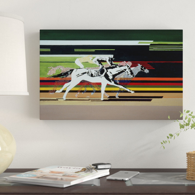 «Race Horses» par Beverly Doyle, reproduction sur toile, H 16 po x l 24 po x P 2 po